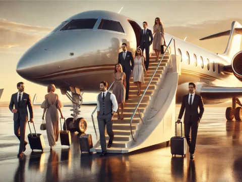 Exclusive aeroplane insurance for high-class VIP travelers enjoying tailored luxury coverage.